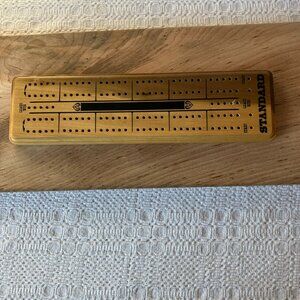 Vintage Standard Wood Cribbage Board w Storage Pegs